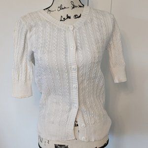 Rubbish White Cable Knit Cardigan - Large